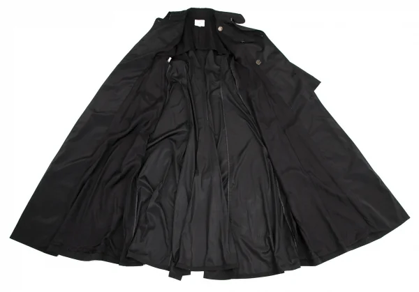 ジャンポールゴルチエ ファムJean Paul GAULTIER FEMME ポリポケットベルトフレアトレンチコート 黒42 K-115144_013