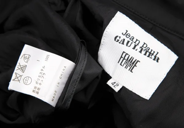 ジャンポールゴルチエ ファムJean Paul GAULTIER FEMME ポリポケットベルトフレアトレンチコート 黒42 K-115144_019