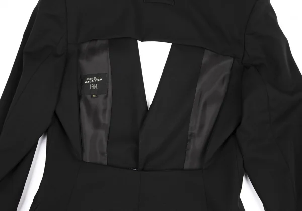 ジャンポールゴルチエ ファムJean Paul GAULTIER FEMME ウールバックオープン1Bジャケット 黒40 K-115145_014