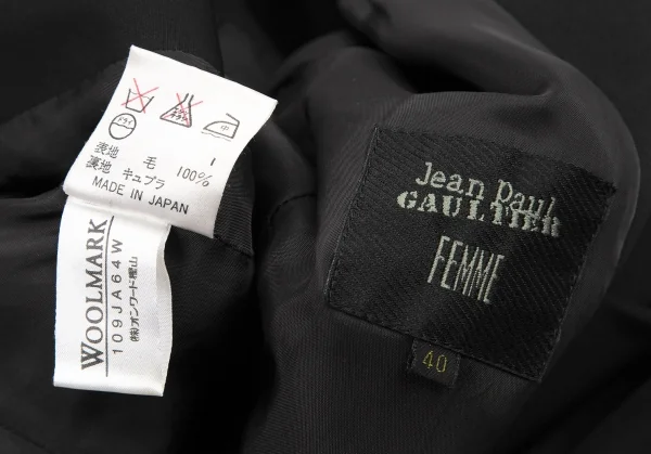 ジャンポールゴルチエ ファムJean Paul GAULTIER FEMME ウールバックオープン1Bジャケット 黒40 K-115145_018