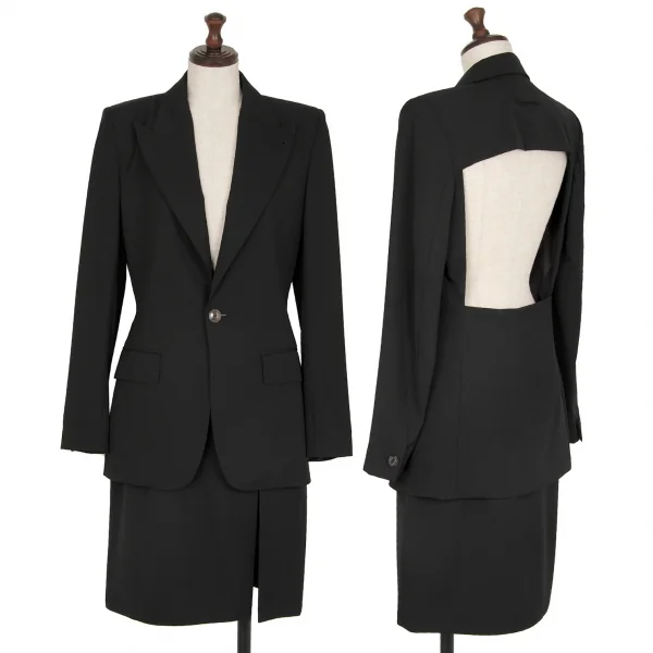 ジャンポールゴルチエ ファムJean Paul GAULTIER FEMME ウールスリットミニスカート 黒40 K-115146_011