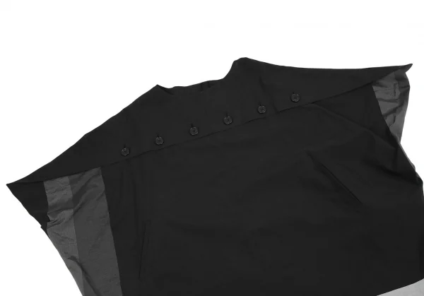 リミフゥLIMI feu フロントボタンデザインビッグシルエットドルマンチュニック 黒グレーS K-115151_003