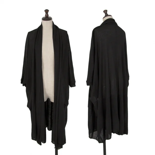 リミフゥLIMI feu シルク混ドレープボタンレスロングニットカーディガン 黒S K-115152_001