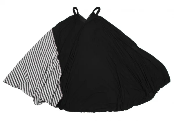 リミフゥLIMI feu 異素材ストライプ切替ギャザーショルダーノースリーブワンピース 黒S K-115153_002