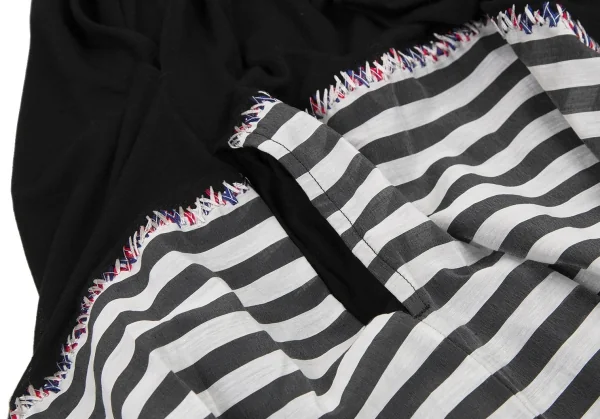 リミフゥLIMI feu 異素材ストライプ切替ギャザーショルダーノースリーブワンピース 黒S K-115153_006