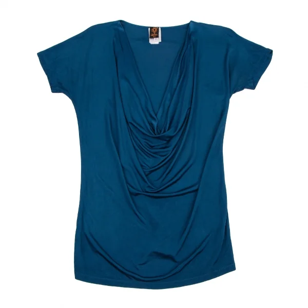 ジャンポールゴルチエ ソレイユJean Paul GAULTIER SOLEIL レーヨンドレープネックTシャツ 青M K-115161_002