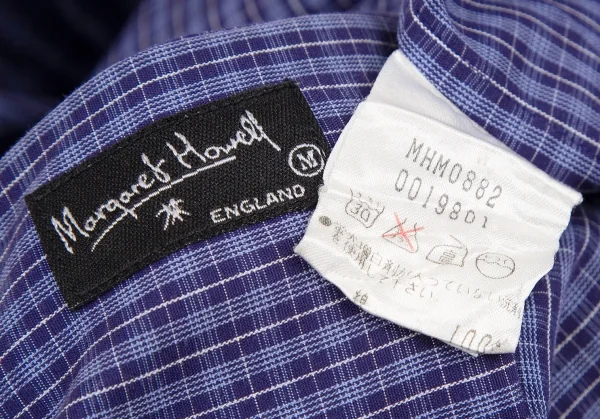 マーガレットハウエルMARGARET HOWELL コットンチェックシャツ 青M K-115178_015