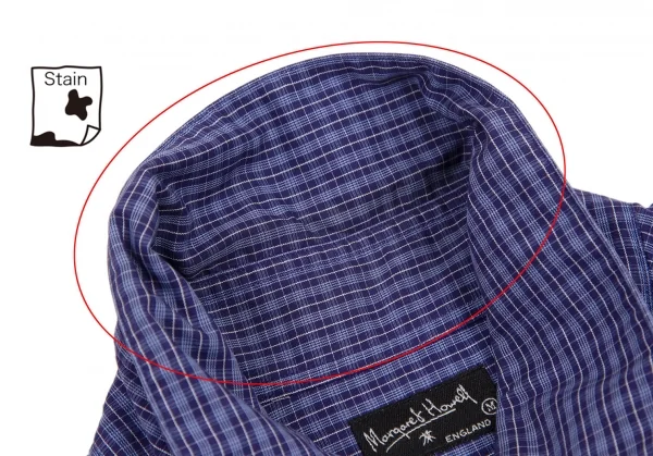 マーガレットハウエルMARGARET HOWELL コットンチェックシャツ 青M K-115178_004