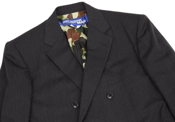 ジュンヤワタナベマン コムデギャルソンJUNYA WATANABE MAN COMME des GARCONSカモフラ裏地ストライプウールダブルジャケット チャコールブラックM K-115195_003