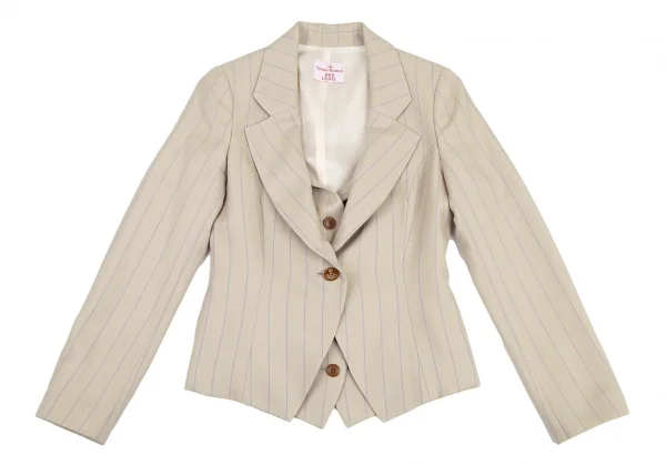ヴィヴィアンウエストウッド レッドレーベルVivienne Westwood Red Label レイヤードデザインストライプウールスペンサージャケット ベージュ1 K-115203_002