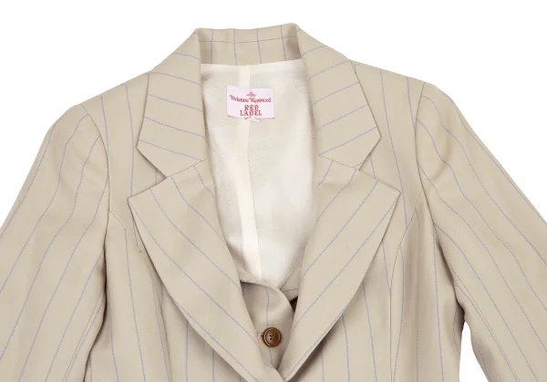 ヴィヴィアンウエストウッド レッドレーベルVivienne Westwood Red Label レイヤードデザインストライプウールスペンサージャケット ベージュ1 K-115203_003