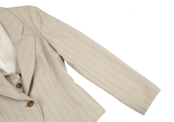 ヴィヴィアンウエストウッド レッドレーベルVivienne Westwood Red Label レイヤードデザインストライプウールスペンサージャケット ベージュ1 K-115203_004