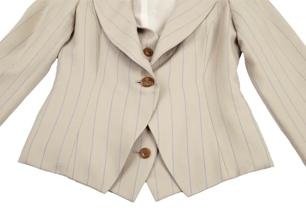 ヴィヴィアンウエストウッド レッドレーベルVivienne Westwood Red Label レイヤードデザインストライプウールスペンサージャケット ベージュ1 K-115203_006