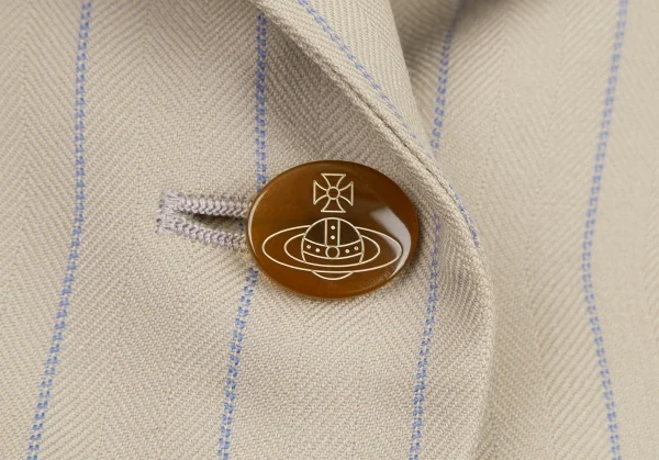 ヴィヴィアンウエストウッド レッドレーベルVivienne Westwood Red Label レイヤードデザインストライプウールスペンサージャケット ベージュ1 K-115203_007