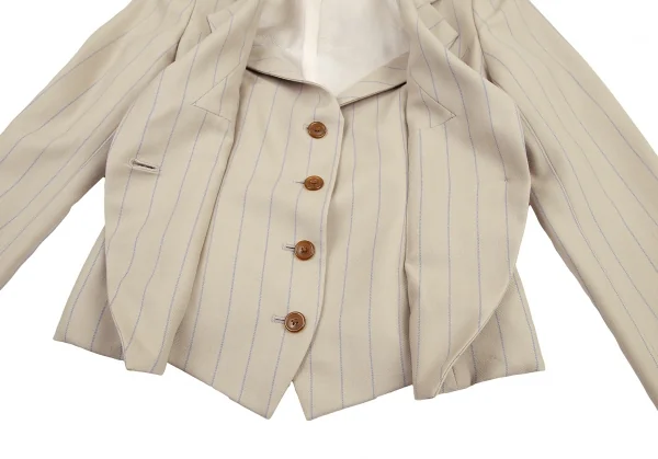ヴィヴィアンウエストウッド レッドレーベルVivienne Westwood Red Label レイヤードデザインストライプウールスペンサージャケット ベージュ1 K-115203_008