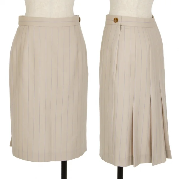 ヴィヴィアンウエストウッド レッドレーベルVivienne Westwood Red Label バックプリーツストライプウールスカート ベージュ2 K-115204_001