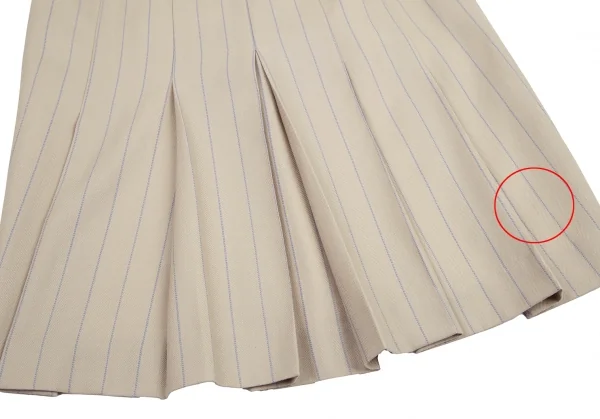 ヴィヴィアンウエストウッド レッドレーベルVivienne Westwood Red Label バックプリーツストライプウールスカート ベージュ2 K-115204_010