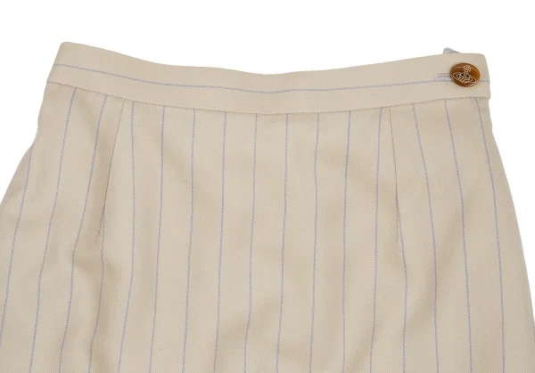 ヴィヴィアンウエストウッド レッドレーベルVivienne Westwood Red Label バックプリーツストライプウールスカート ベージュ2 K-115204_003