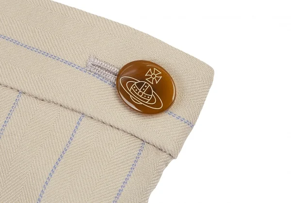 ヴィヴィアンウエストウッド レッドレーベルVivienne Westwood Red Label バックプリーツストライプウールスカート ベージュ2 K-115204_004