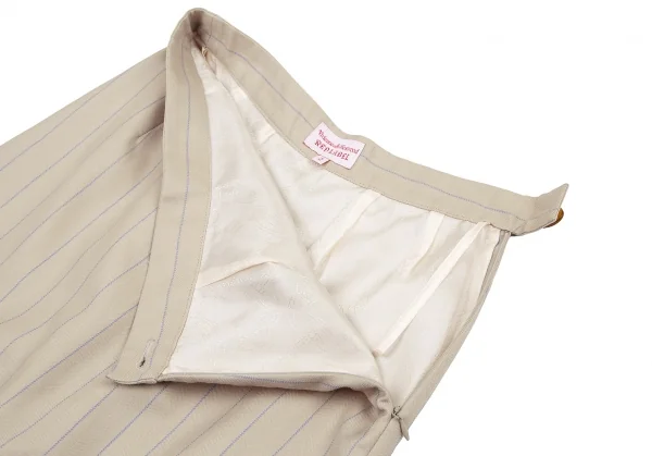 ヴィヴィアンウエストウッド レッドレーベルVivienne Westwood Red Label バックプリーツストライプウールスカート ベージュ2 K-115204_005