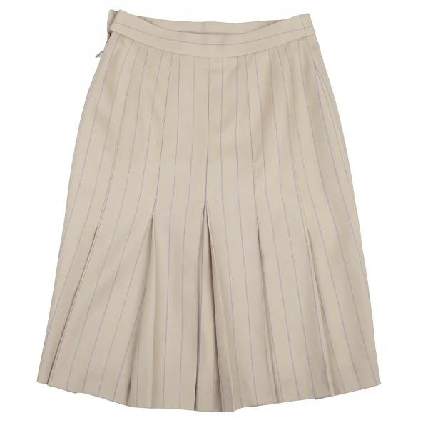 ヴィヴィアンウエストウッド レッドレーベルVivienne Westwood Red Label バックプリーツストライプウールスカート ベージュ2 K-115204_009