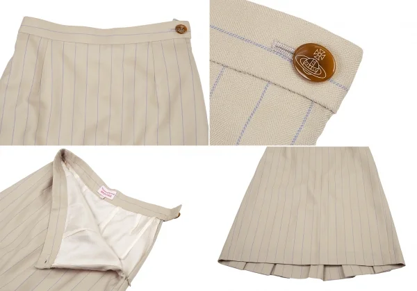 ヴィヴィアンウエストウッド レッドレーベルVivienne Westwood Red Label レイヤードデザインストライプウールセットアップスーツ ベージュ1・2 K-115205_015