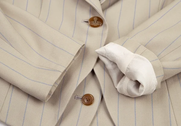 ヴィヴィアンウエストウッド レッドレーベルVivienne Westwood Red Label レイヤードデザインストライプウールセットアップスーツ ベージュ1・2 K-115205_005