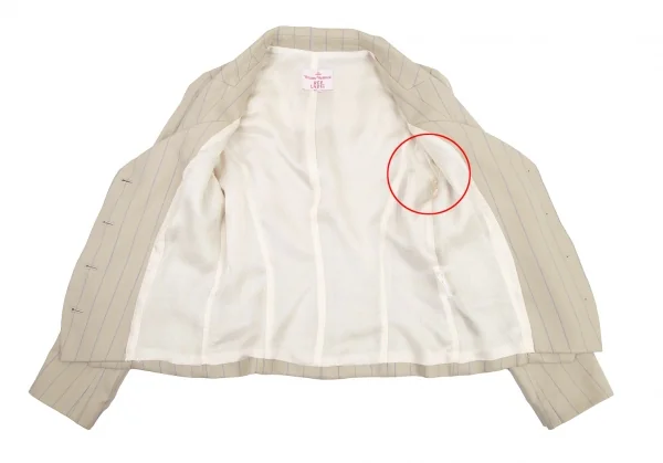 ヴィヴィアンウエストウッド レッドレーベルVivienne Westwood Red Label レイヤードデザインストライプウールセットアップスーツ ベージュ1・2 K-115205_009