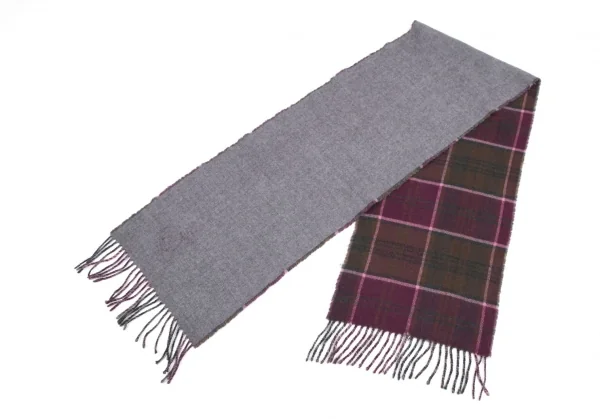 ヴィヴィアンウエストウッドVivienne Westwood フロッキーオーブチェックフリンジウールマフラー 紫カーキグレー K-115208_005