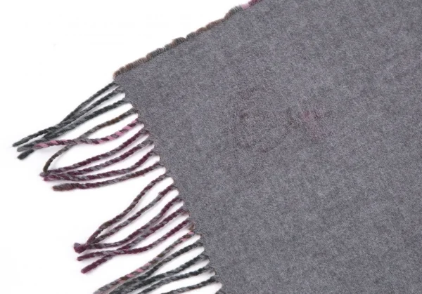 ヴィヴィアンウエストウッドVivienne Westwood フロッキーオーブチェックフリンジウールマフラー 紫カーキグレー K-115208_006