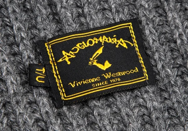 ヴィヴィアンウエストウッド アングロマニアVivienne Westwood ANGLOMANIA ポケット付きフリンジリブニットマフラー グレー K-115211_006