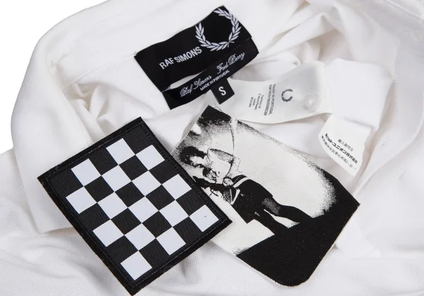 ラフシモンズ×フレッドペリーRAF SIMONS×FREDPERRY ローレルリース コレクション パッチ付きピンホール鹿の子ポロシャツ 白S K-115215_017