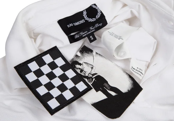 ラフシモンズ×フレッドペリーRAF SIMONS×FREDPERRY ローレルリース コレクション パッチ付きピンホール鹿の子ポロシャツ 白S K-115215_018