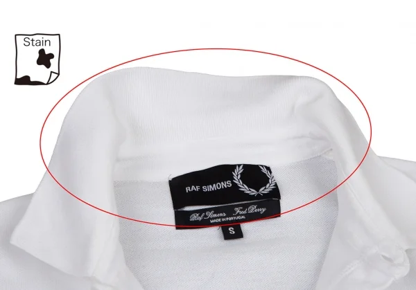 ラフシモンズ×フレッドペリーRAF SIMONS×FREDPERRY ローレルリース コレクション パッチ付きピンホール鹿の子ポロシャツ 白S K-115215_004