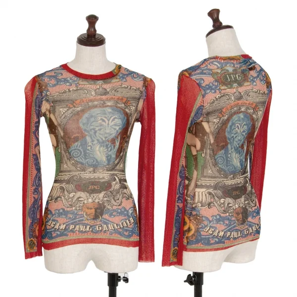 ジャンポールゴルチエ マイユJean Paul GAULTIER MAILLE タトゥーガールプリントパワーネットカットソー マルチ42 K-115231_001