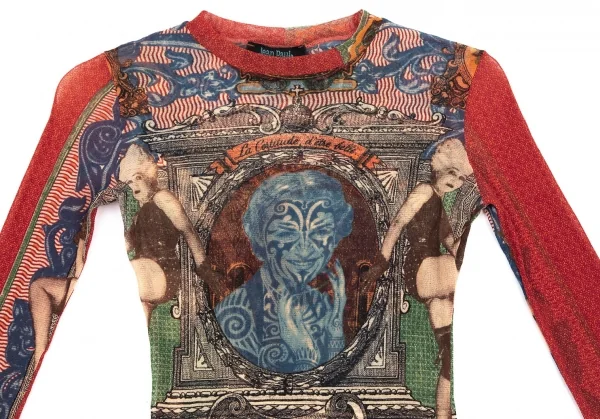 ジャンポールゴルチエ マイユJean Paul GAULTIER MAILLE タトゥーガールプリントパワーネットカットソー マルチ42 K-115231_003