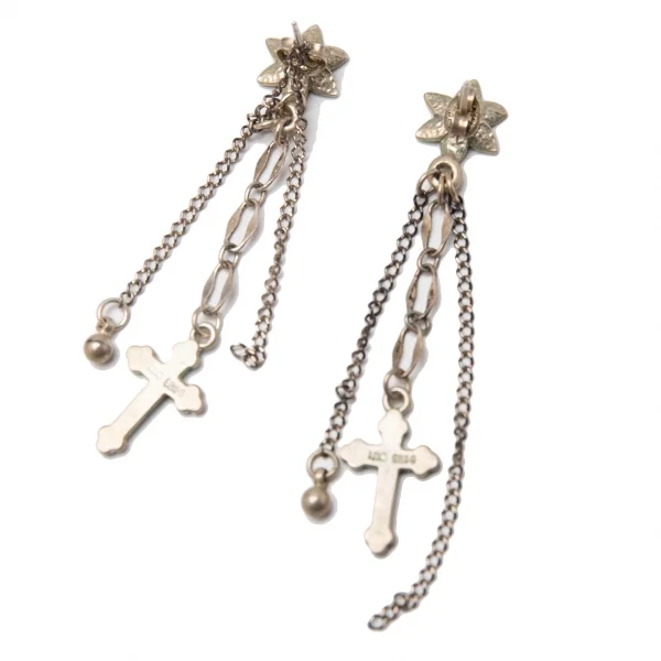 ジャンポールゴルチエJean Paul GAULTIER クロスチャームフラワーピアス シルバー K-115291_006