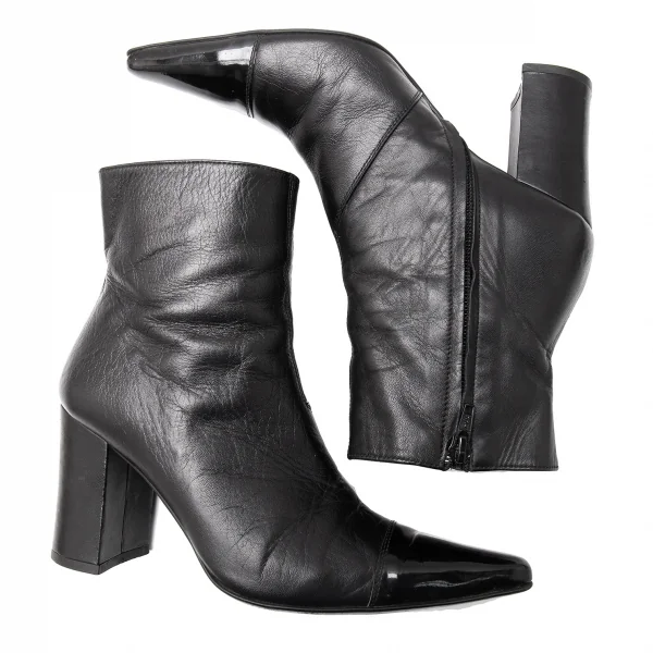 ジャンポールゴルチエJean Paul GAULTIER マミーカバーデザインポインテッドトゥブーツ 黒M(23位) K-115303_010