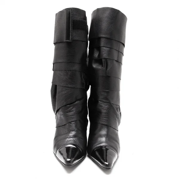 ジャンポールゴルチエJean Paul GAULTIER マミーカバーデザインポインテッドトゥブーツ 黒M(23位) K-115303_003