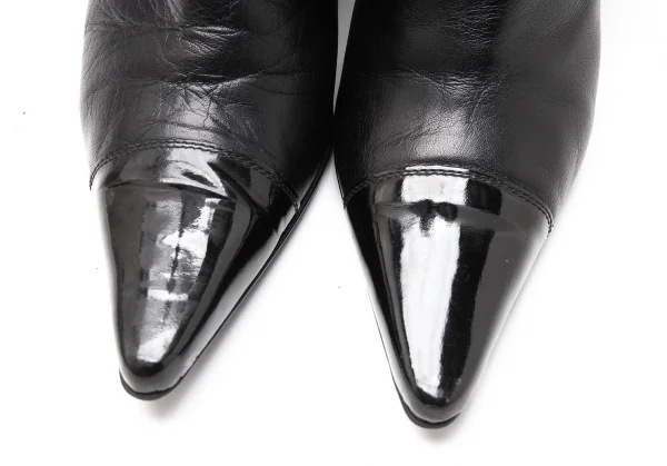 ジャンポールゴルチエJean Paul GAULTIER マミーカバーデザインポインテッドトゥブーツ 黒M(23位) K-115303_004