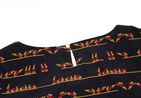 マッキントッシュ フィロソフィーMACKINTOSH PHILOSOPHY ラビットプリント七分袖ブラウス 紺38 K-115304_010