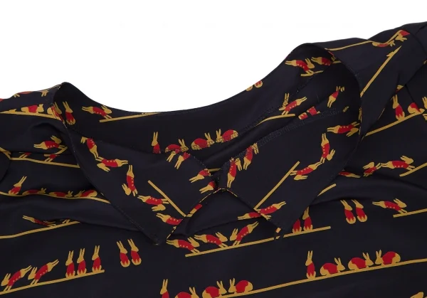 マッキントッシュ フィロソフィーMACKINTOSH PHILOSOPHY ラビットプリント七分袖ブラウス 紺38 K-115304_011