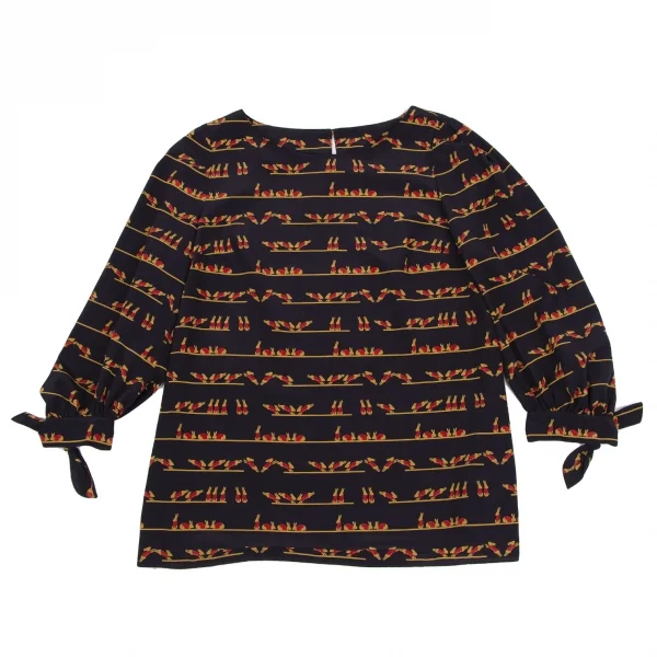 マッキントッシュ フィロソフィーMACKINTOSH PHILOSOPHY ラビットプリント七分袖ブラウス 紺38 K-115304_002