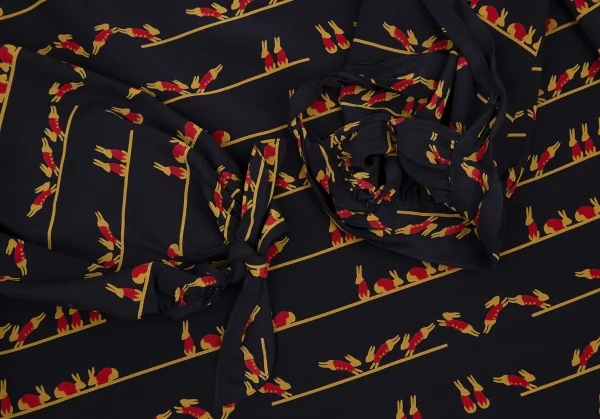 マッキントッシュ フィロソフィーMACKINTOSH PHILOSOPHY ラビットプリント七分袖ブラウス 紺38 K-115304_005