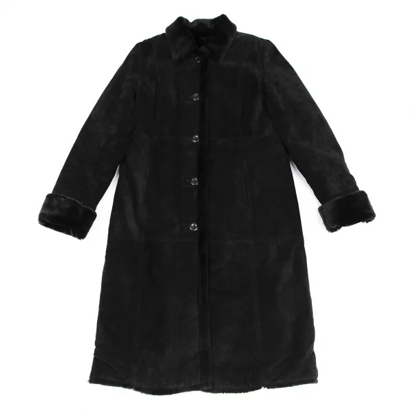 ブルックスブラザーズBrooks Brothers レザーボア切替ロングコート 黒XS K-115310_002