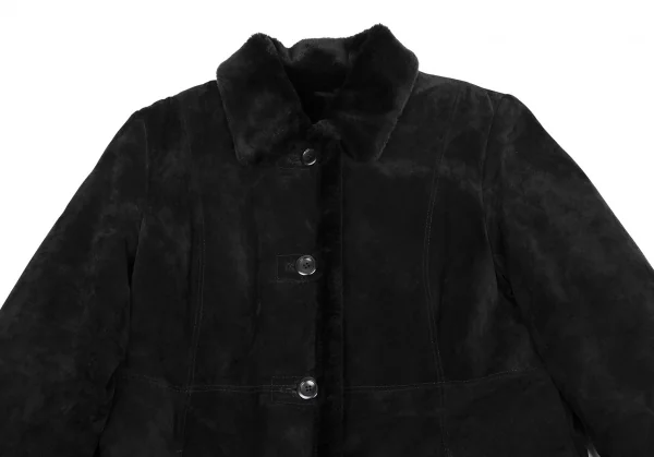 ブルックスブラザーズBrooks Brothers レザーボア切替ロングコート 黒XS K-115310_003
