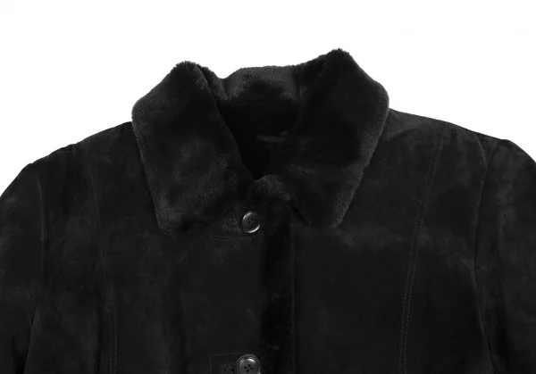 ブルックスブラザーズBrooks Brothers レザーボア切替ロングコート 黒XS K-115310_004