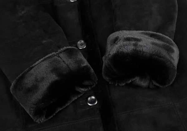 ブルックスブラザーズBrooks Brothers レザーボア切替ロングコート 黒XS K-115310_007