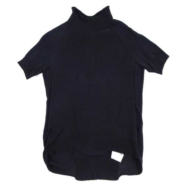 Yohji Yamamoto NOIR Cupra Poly High Neck Side Gather Knit Sweater K-115314_002