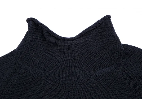 Yohji Yamamoto NOIR Cupra Poly High Neck Side Gather Knit Sweater K-115314_006